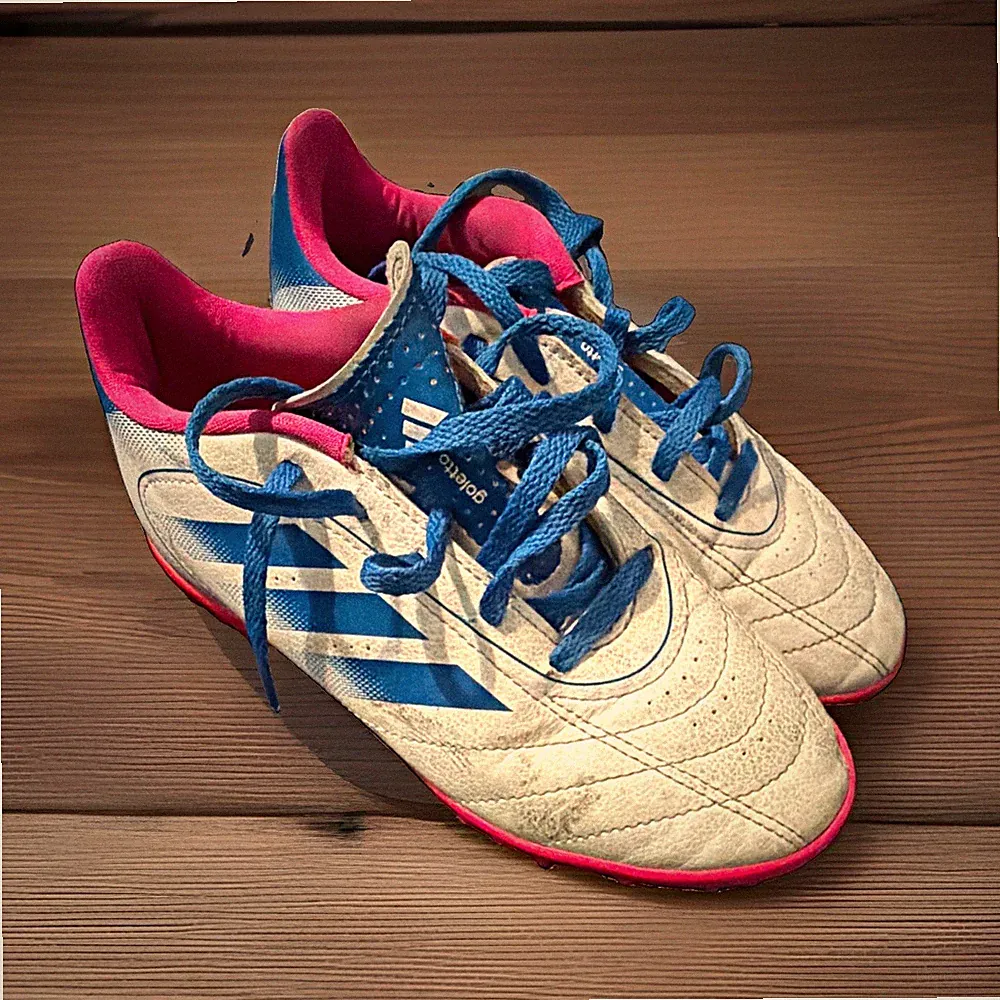 adidas Goletto turf Soccer Cleats White/Blue/Pink Colorway