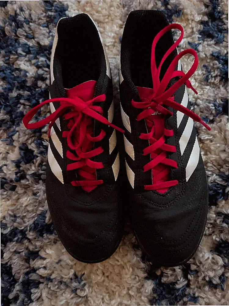 Adidas Goletto Turf Soccer Shoes Black Cleats Red Laces Soles Look New And Shoe
