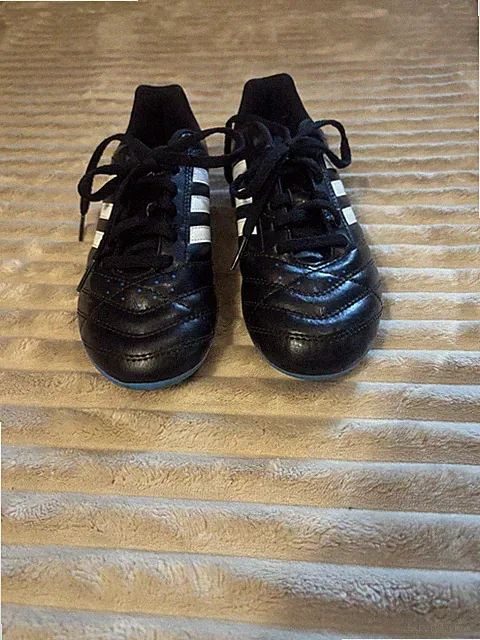 Adidas Goletto V FG Kids Soccer Cleats with Black, White, and Blue Design