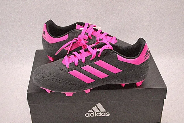 Adidas Goletto VI Black Pink Soccer Cleats Girls 5 Pink Stripes Pink Laces