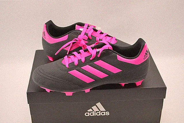 Adidas Goletto VI Black Pink Soccer Cleats Girls 6 Pink Stripes Pink Laces