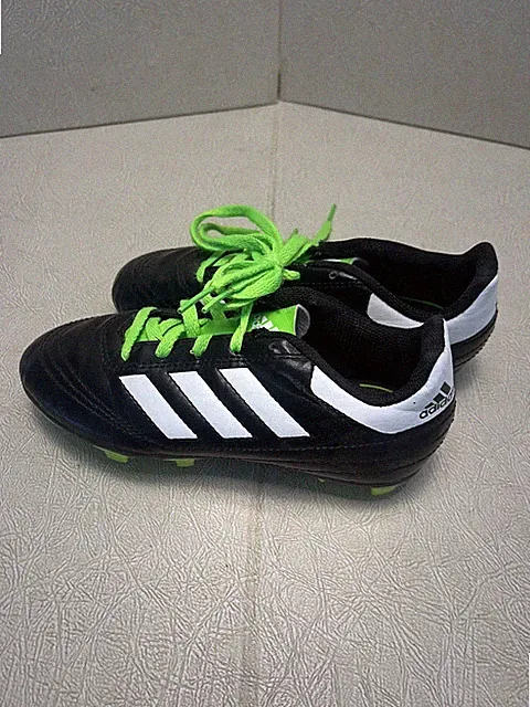 Adidas Goletto VI FG Soccer Cleats Toddler Size 1 Black White Green Lace-Up NICE