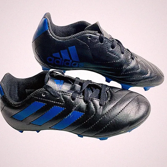Adidas Goletto VII Black & Blue Soccer Shoes Boys Youth Size 1 Nylon Cleats