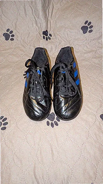 Adidas Goletto VII FG Black Blue Soccer Cleats - Little Kids Youth Size 11 US