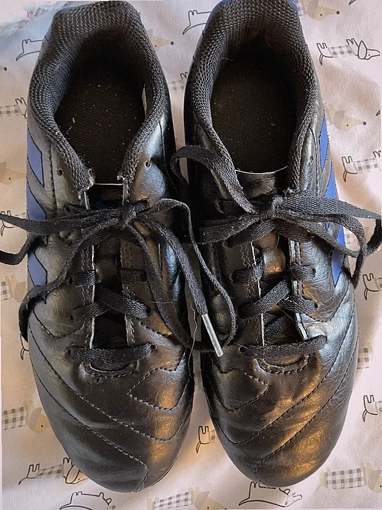 Adidas Goletto VII FG Cleats For Kids Size 3 Black With Blue Stripes