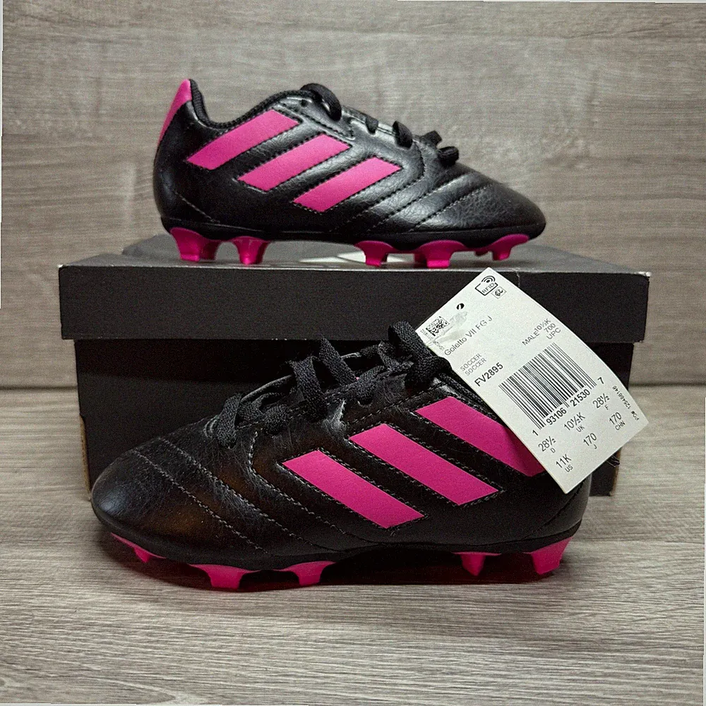 Adidas Goletto VII FG Youth Soccer Cleats Size 11K Black Pink Kids Girls FV2895