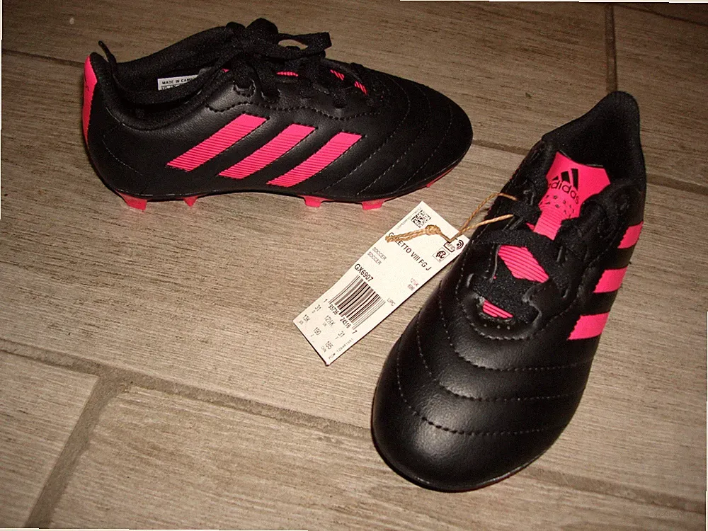 Adidas Goletto VII Girls Soccer Cleats Size 13K Black Pink NWT Firm Ground