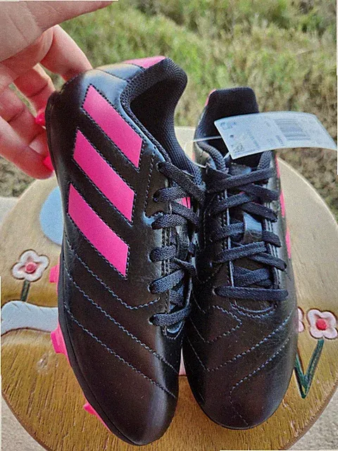 Adidas Goletto VII Outdoor Soccer Cleat Black/Pink" Girls' BRAND NEW PS 2Y