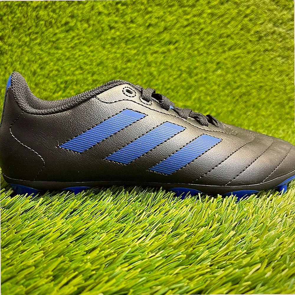 Adidas Goletto VIII FG Boys Size 4.5Y Black Blue Running Leather Soccer Cleats
