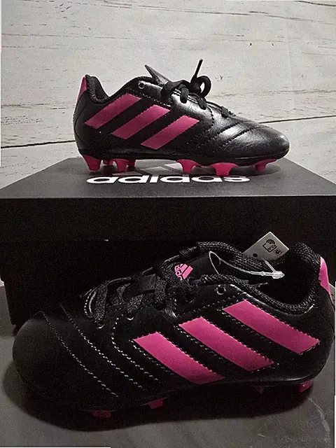 Adidas Goletto VIII FG Girls Size 11K Black Pink Outdoor Running Soccer Cleats