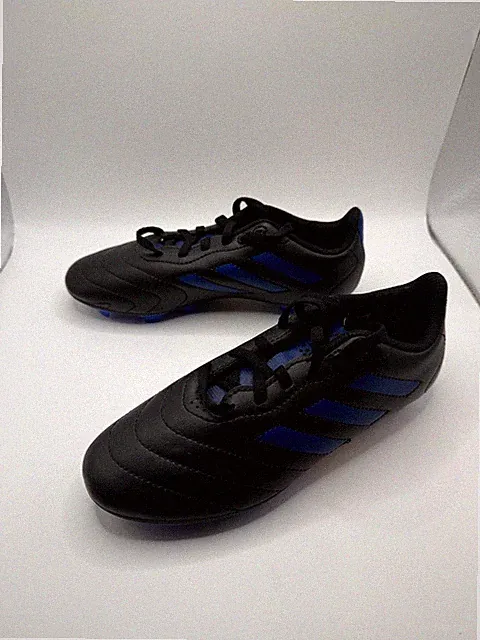Adidas Goletto VIII FG GX6906 Kids 3 Soccer Cleats Black Blue Lace Up Sneakers
