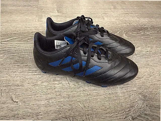 Adidas Goletto VIII FG J Soccer Cleats Boys Size 2 GX6906 Core Black Blue Cleat