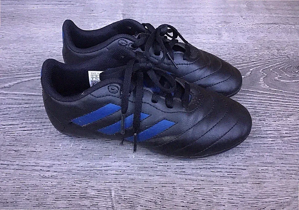 Adidas Goletto VIII FG J Youth Boys Size 2 Black/Blue Kids Soccer Cleats GX6906