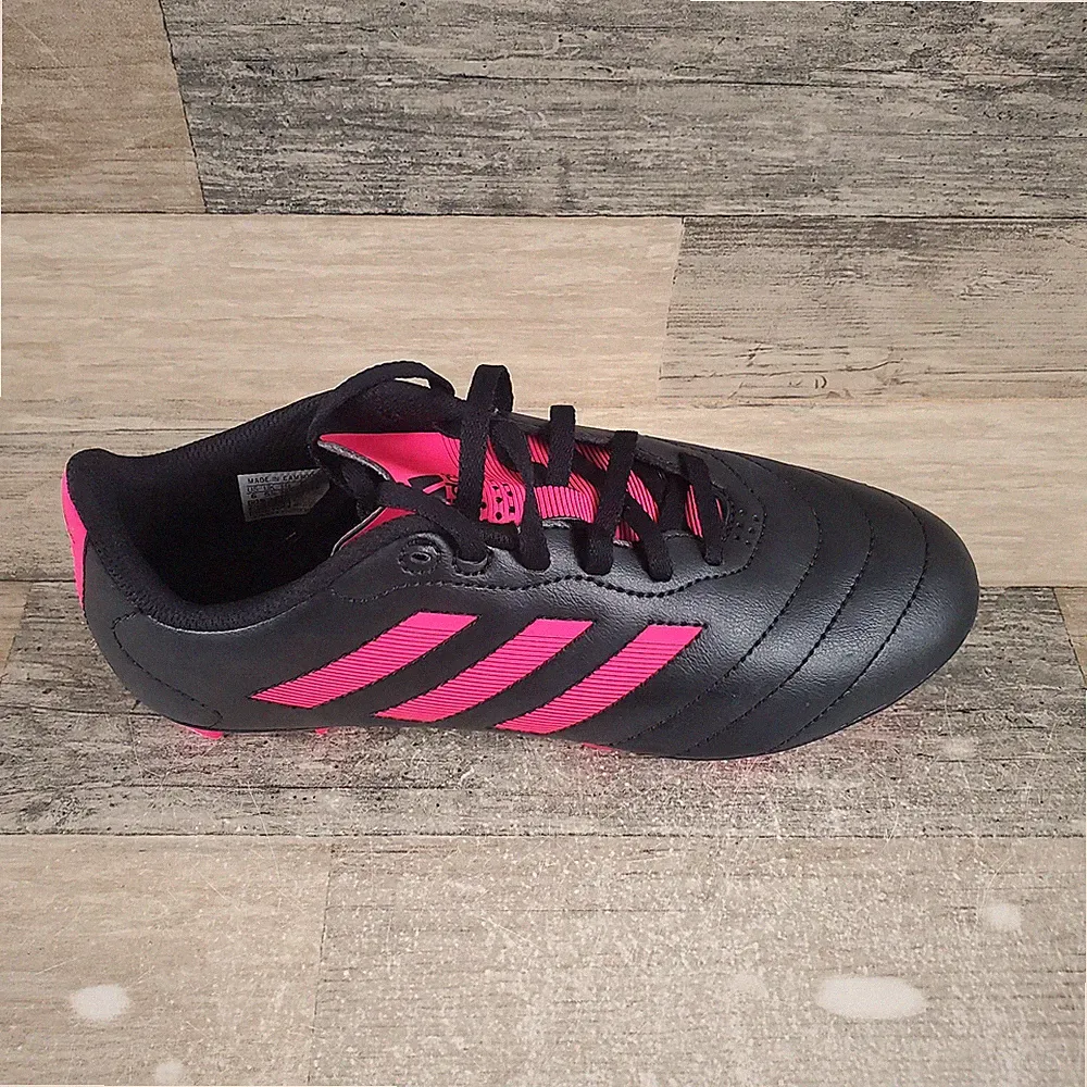 Adidas Goletto VIII FG Kids Shoes Sz 6 Black Pink Leather Lace-Up Soccer Cleats