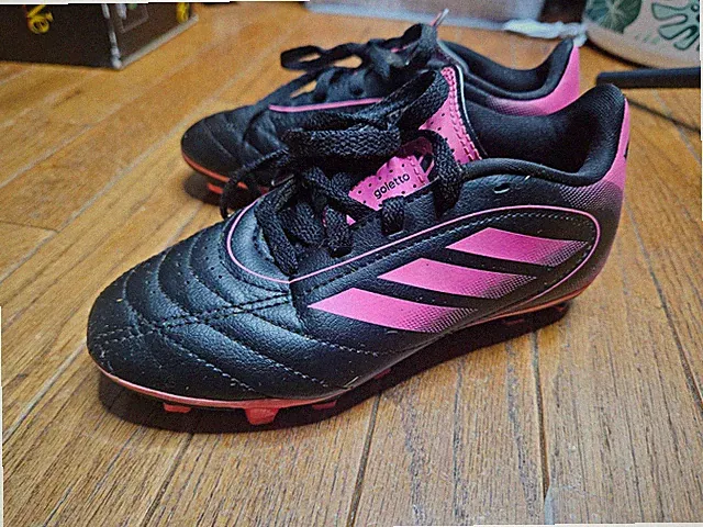 adidas Goletto Youth Soccer Cleats Black/Pink US Size 13K