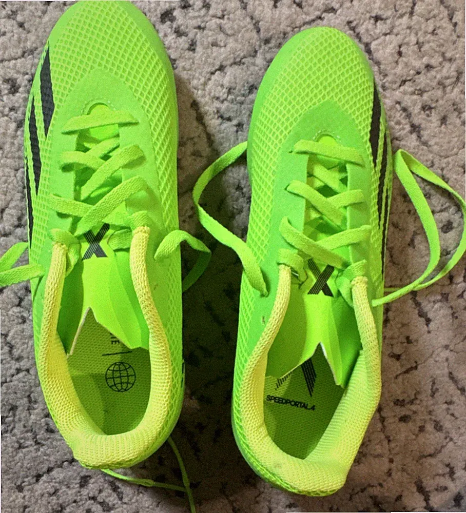adidas Green Soccer Cleats Youth US Size 6.5 with X Logo for Soccer Players