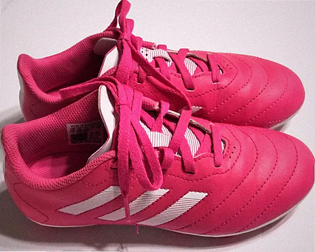 Adidas Hot Pink White Soccer Cleats Girls Youth Sz 1 ID6119 Goletto Lace Up FG M