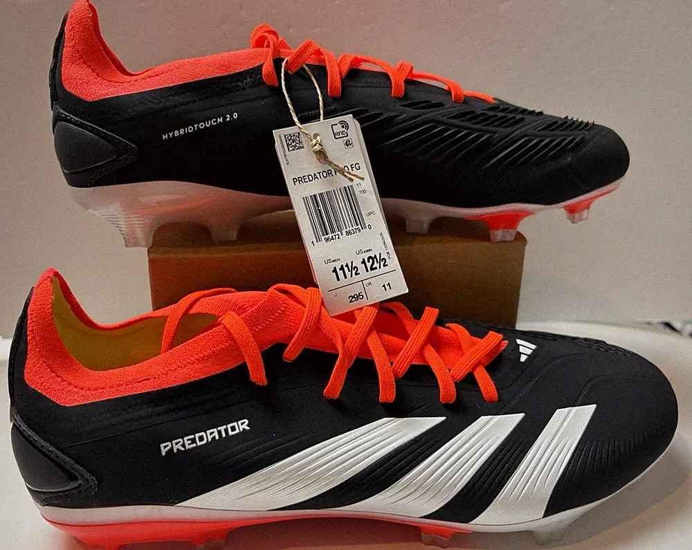 Adidas IG7777 Predator Pro FG Soccer Cleats Black White Red US M 11.5 W 12.5
