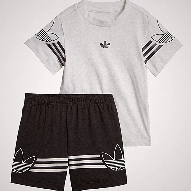 Adidas Infant & Toddler Originals Outline Tee Shorts Set White-Black DV2833