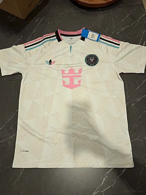 adidas Inter Miami CF Soccer Jersey White Pink Black Blue Size L