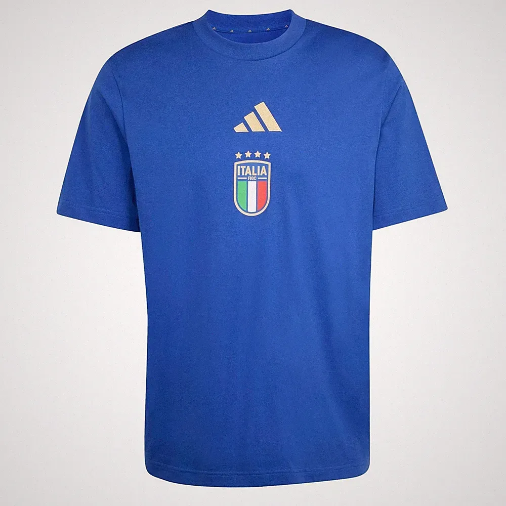 Adidas Italy FIGC DNA T-Shirt Italia Blue Soccer JZ2064 size Large