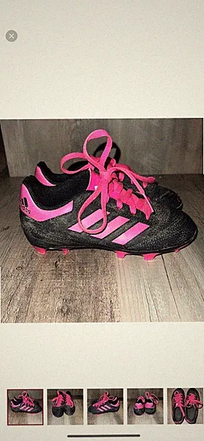 adidas Kids Girls Size 12 black Pink stripe sport Soccer Cleats