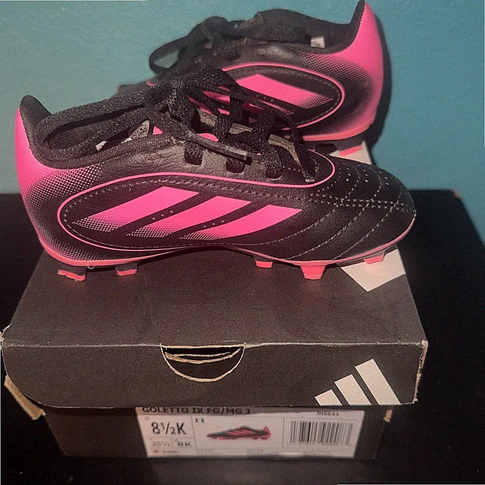 adidas Kids Goletto IX FG MG Soccer Cleats Black Pink JH6644 Size 8.5K