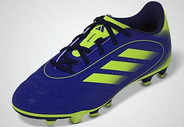 Adidas Kids Goletto Soccer Cleat, Blue and Neon Green. Size 6