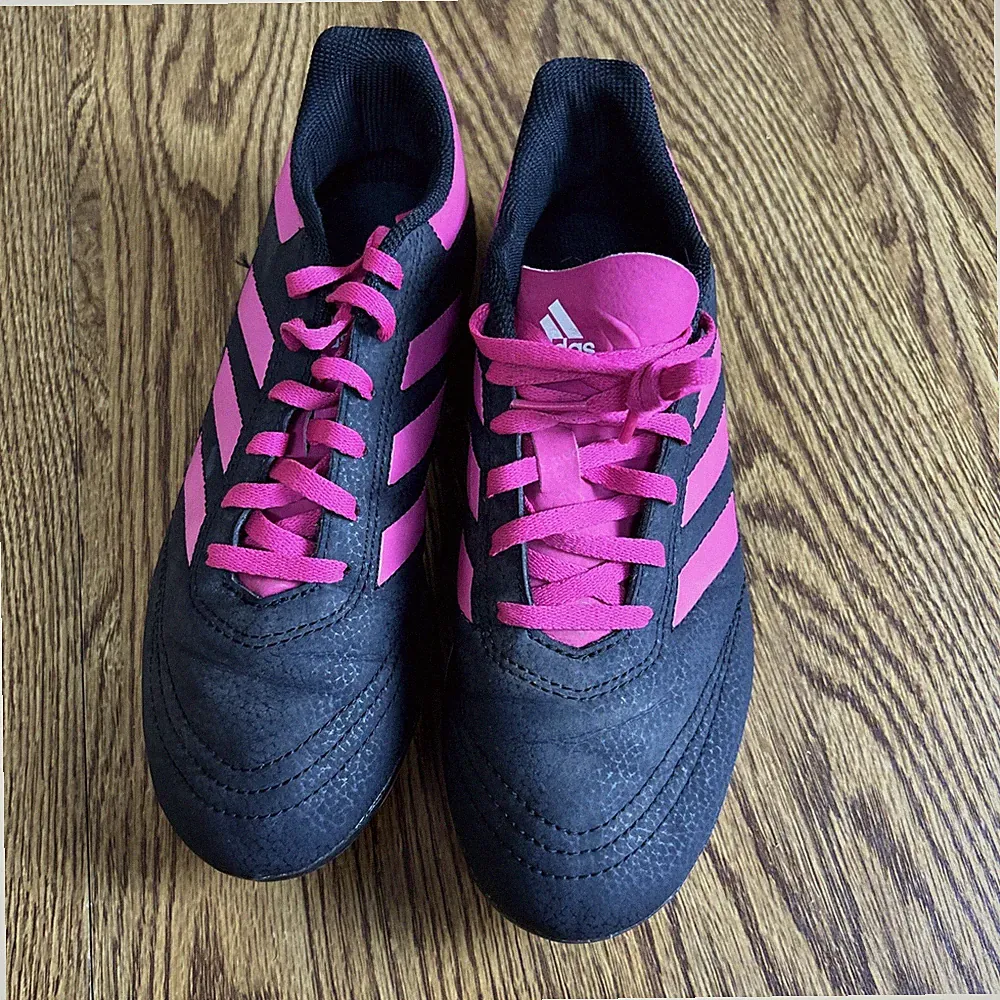 Adidas Kids Goletto VI FG Black Pink Lace Up Soccer Cleats Kids Size 5