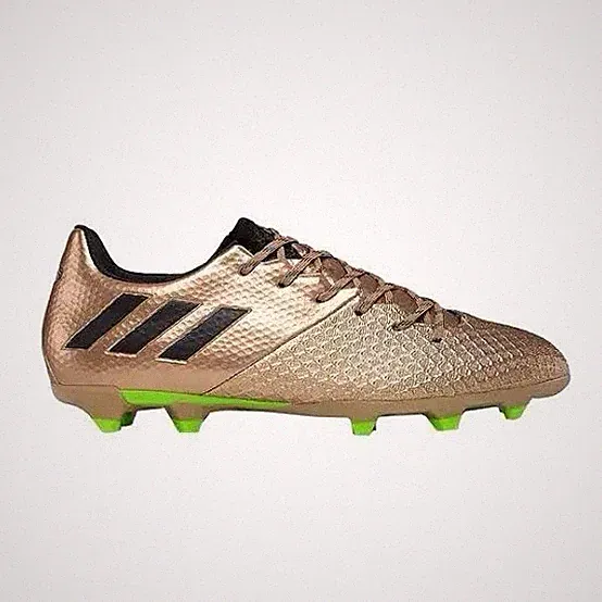 adidas Kids Messi Gold/Black/Green Low Top Lace-Up Soccer Cleats Plastic Studs