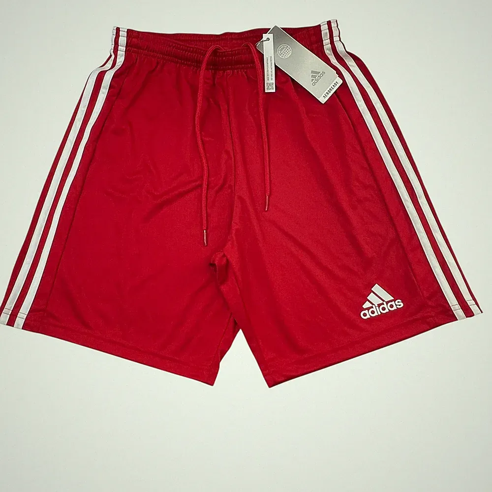 Adidas Kids Red Soccer Shorts Primegreen AEROREADY Drawstring Size S Activewear