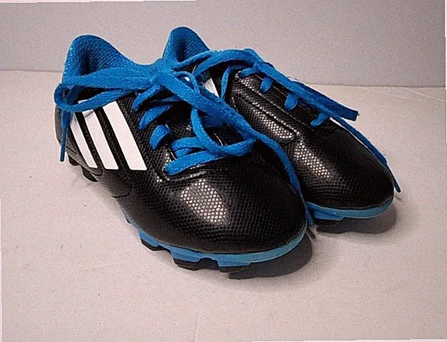 Adidas kids size 10.5 soccer Blue and black and white cleats