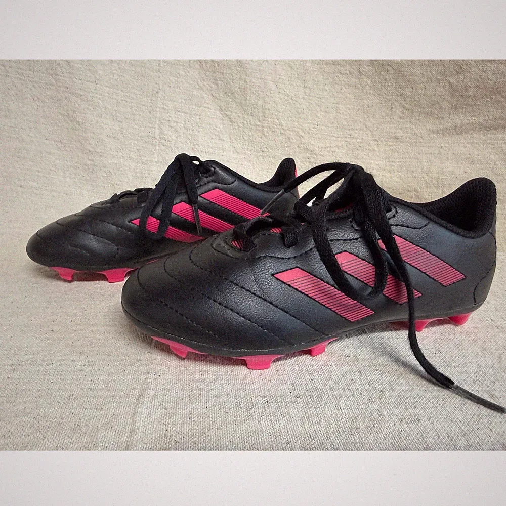 Adidas Kids Soccer Cleats Black Pink FG Firm Ground Youth Size 12.5K