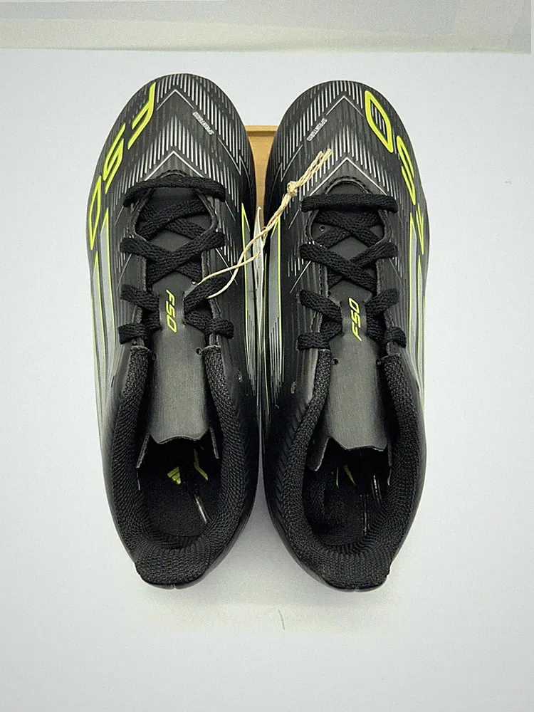 Adidas Kids Soccer Cleats F50 Club Black/Silver Lime Green Size 5.5 New in Box