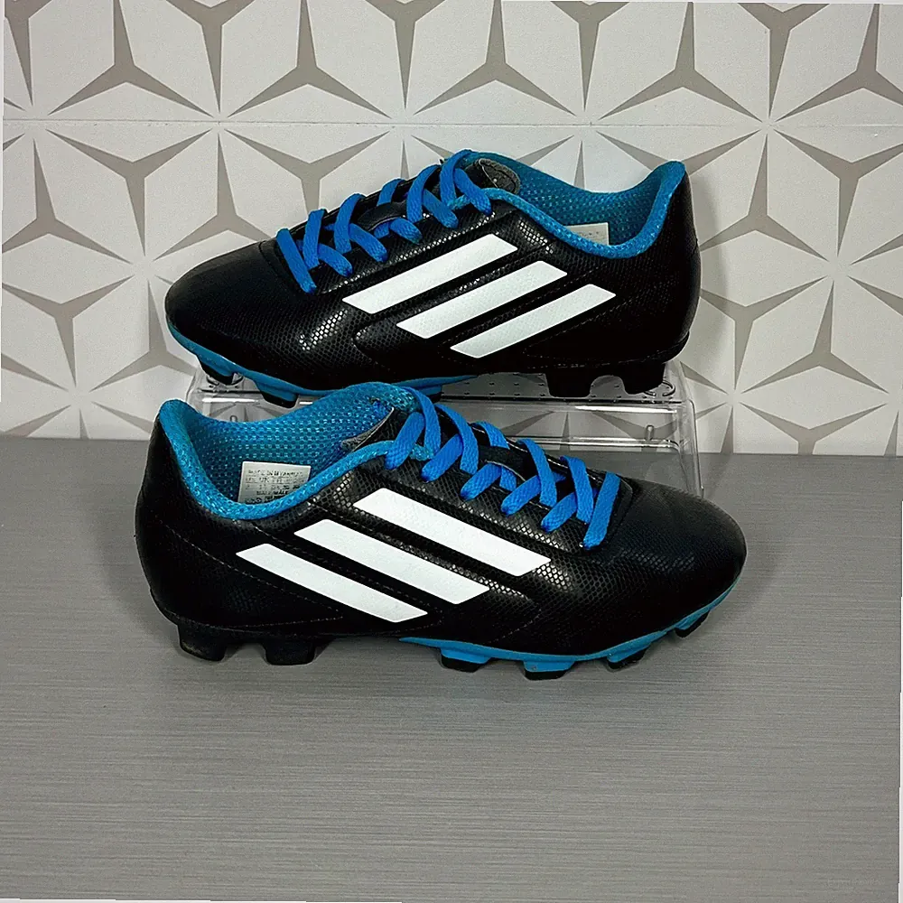 Adidas kids soccer cleats size 2 Black with Blue Laces