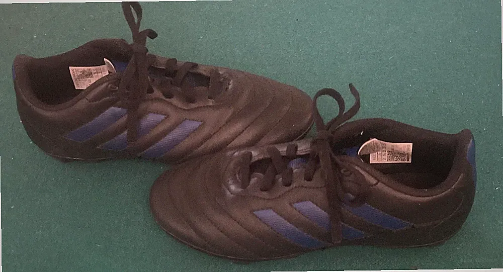 Adidas Kids Soccer Cleats Size 2 Color Blue & Black Still in Great Condition!