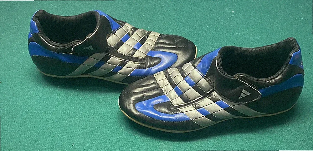 Adidas Kids Soccer Cleats Size 2 Color Blue Gray & Black In Great Condition!