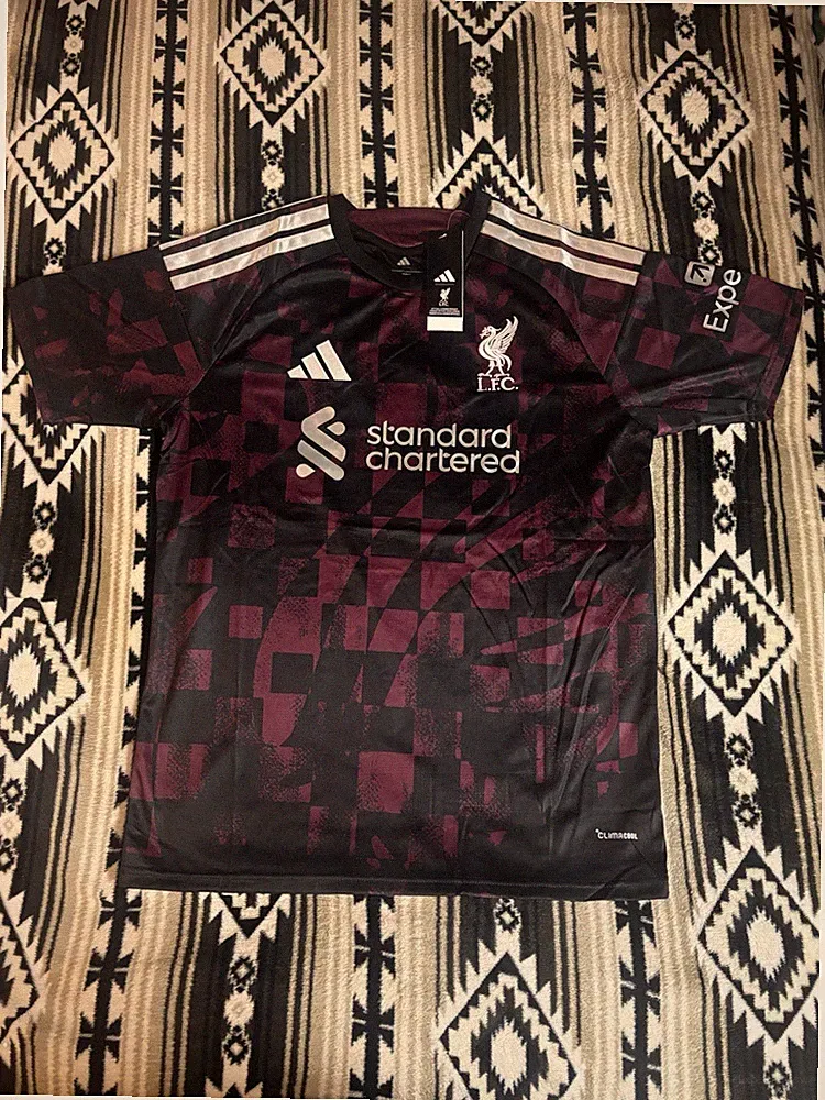 adidas Liverpool Soccer Jersey Black/Purple Size L Officially Licensed