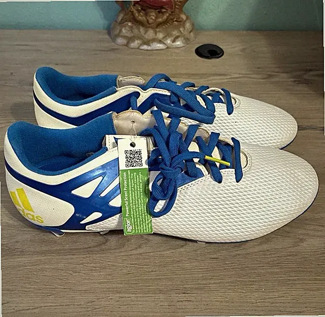adidas Men Molded Soccer Cleats Shoes White Blue Yellow Messi