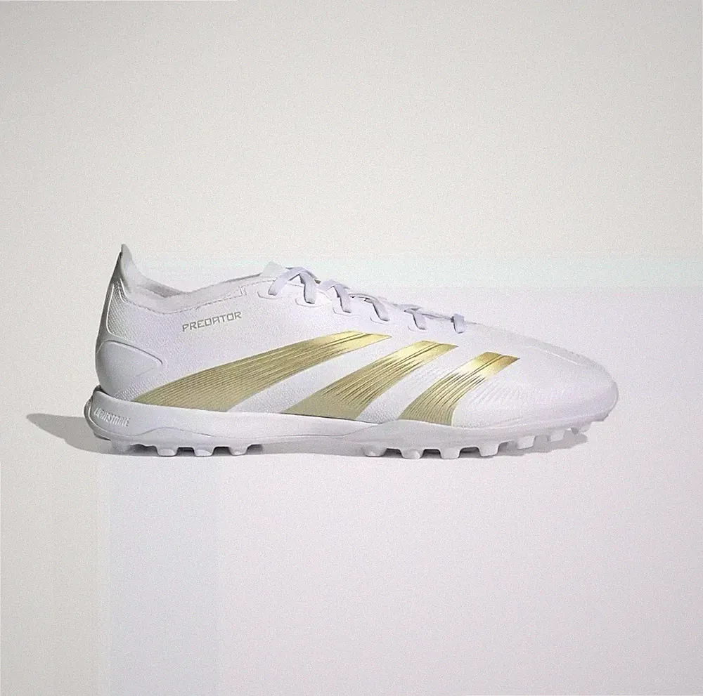 Adidas Men Predator League Turf Soccer Football Cleats White Gold IF6378 sz 7.5