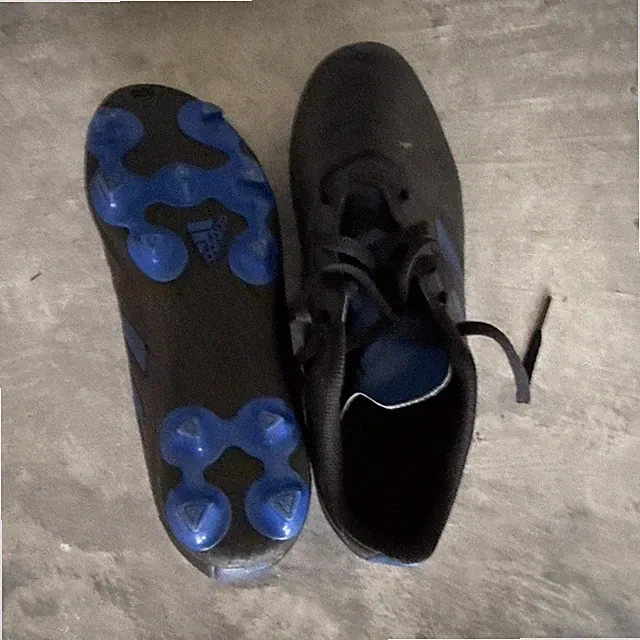 adidas Men’s Black/Blue Soccer Cleats Lace-Up Low Top Plastic Studs