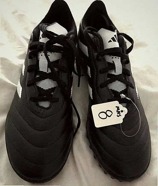 adidas Men's Black White Soccer Turf Shoes Rubber Cleats Lace Up Breathable