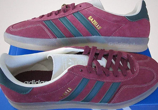 Adidas Men's Gazelle Indoor Suede Shoes Dark Red Green White Size 10 NIB JH5403