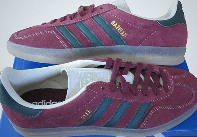 Adidas Men's Gazelle Indoor Suede Shoes Dark Red Green White Size 10 NIB JH5403