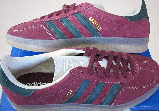 Adidas Men's Gazelle Indoor Suede Shoes Dark Red Green White Size 9.5 JH5403