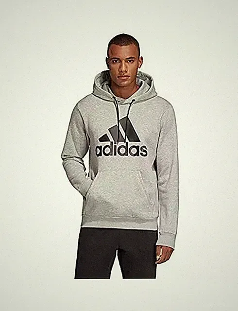 adidas Men's Must Haves Badge of Sport Pullover Hoodie Heather Gray Size S