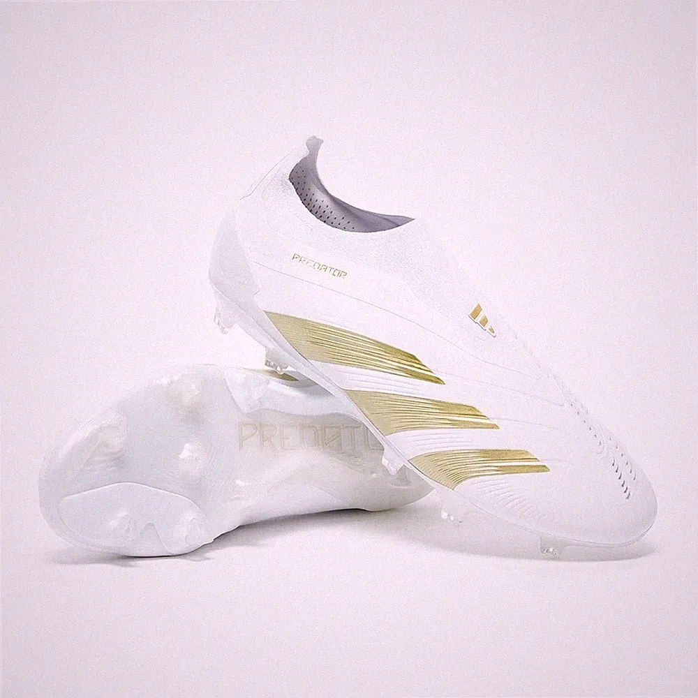 Adidas Men's Predator Elite Laceless FG Soccer Cleats White Gold Size 8.5 IF6448