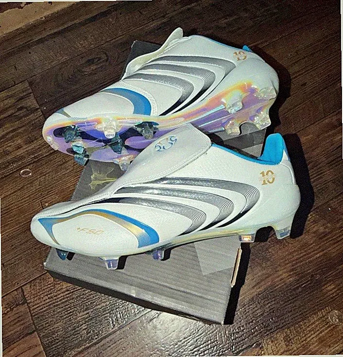 adidas Men’s Soccer Cleats Low Top Sneaker White Blue Gold Black New Box