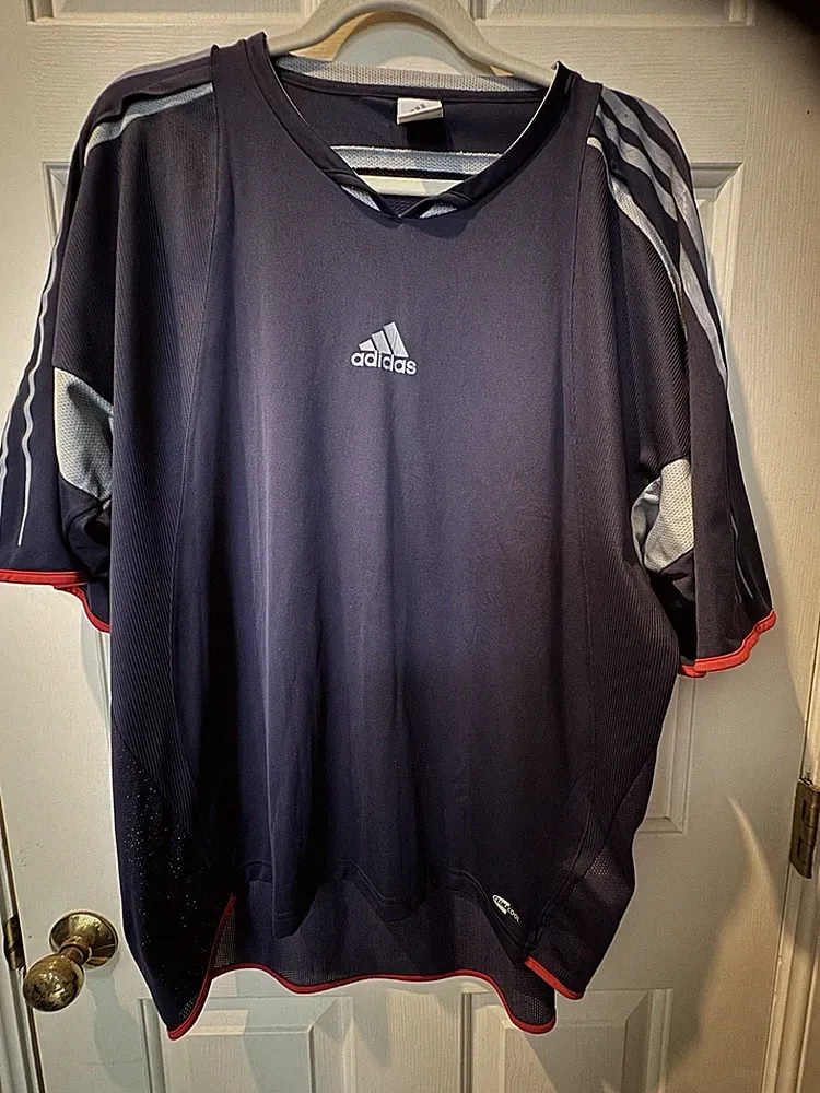 Adidas Men’s Soccer Jersey, Blue, Red, Grey, XL