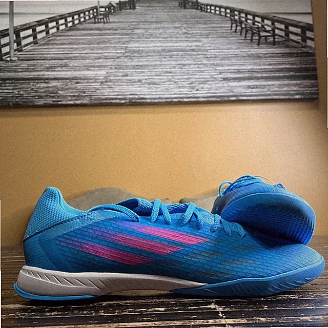 Adidas Men's Speedflow .3 Indoor Soccer Cleats Blue/Pink #GW7489 Size 11.5